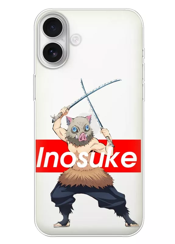 iPhone 16 Plus чехол силиконовый прозрачный - Demon Slayer Иноске Хашибира
