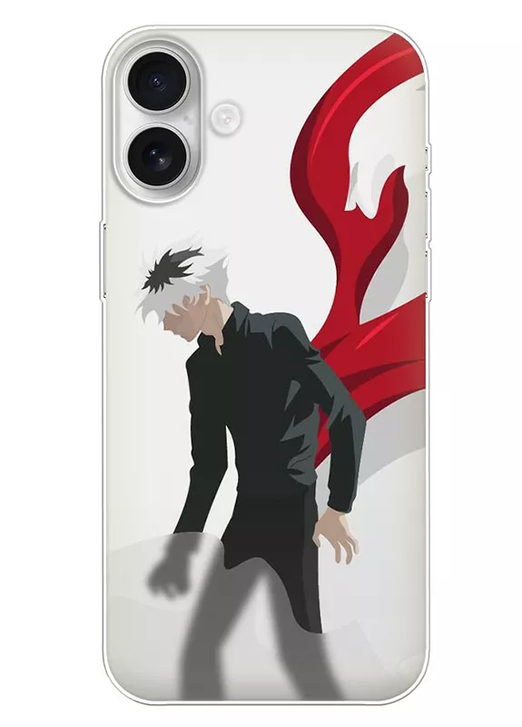 Бампер для Айфон 16 Плюс - Токийский гуль Tokyo Ghoul Кен Канеки вектор-арт