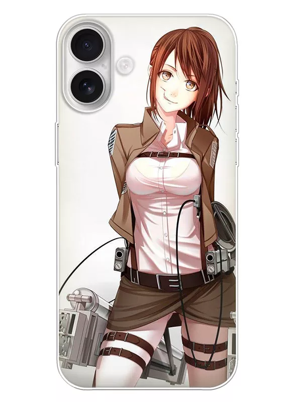 iPhone 16 Plus чехол - Атака на титанов Attack on Titan Микаса Аккерман ухмыляется