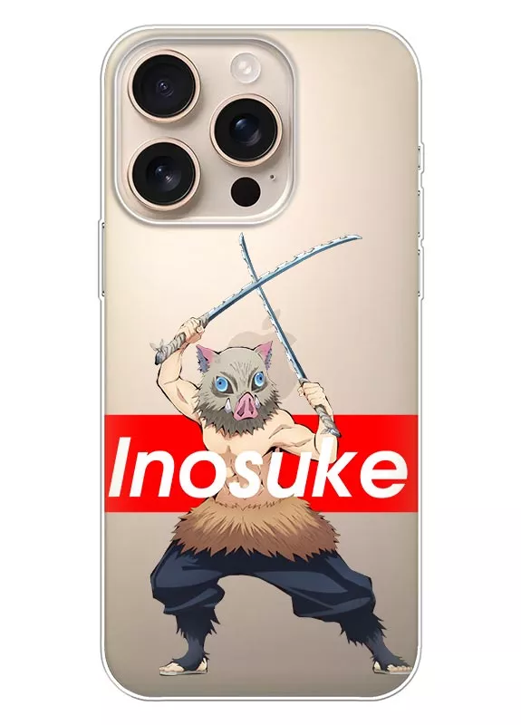 iPhone 16 Pro чехол силиконовый прозрачный - Demon Slayer Иноске Хашибира