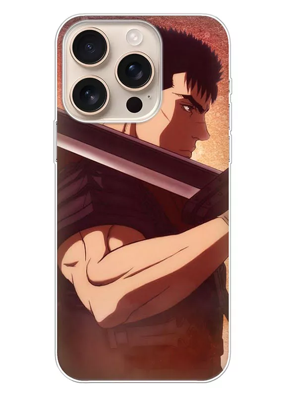 iPhone 16 Pro чехол - Берсерк Бэрусэруку Berserk Beruseruku Гатс с мечем крупным планом
