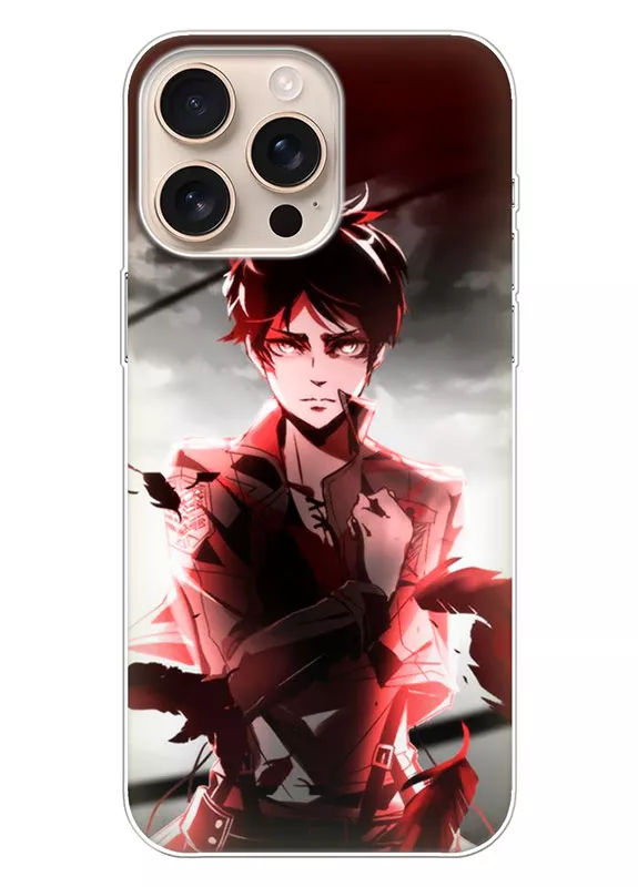 iPhone 16 Pro Max чехол - Атака на титанов Attack on Titan кровавый взгляд Эрена Йегера