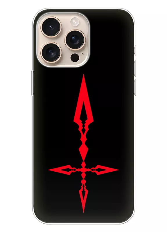 iPhone 16 Pro Max чехол - Берсерк Бэрусэруку Berserk Beruseruku красный логотип в виде креста и меча