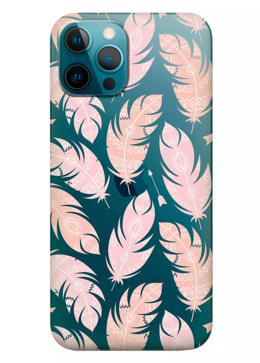 Чехол для iPhone 12 Pro Max - Розовые перья
