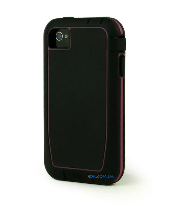 Резиновый чехол Case Mate Phantom на iPhone 4/4S, черный с розовым