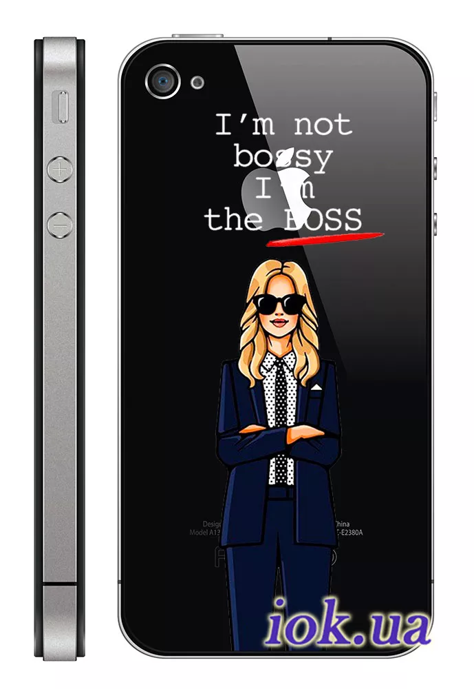 Прозрачный силиконовый чехол для iPhone 4/4S - I'm the Boss
