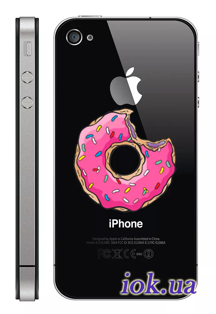 Прозрачный силиконовый чехол для iPhone 4/4S - Пончик