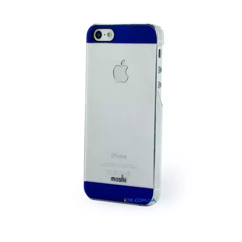 iPhone 5/5S прозрачный пластиковый чехол Moshi с синими вставками