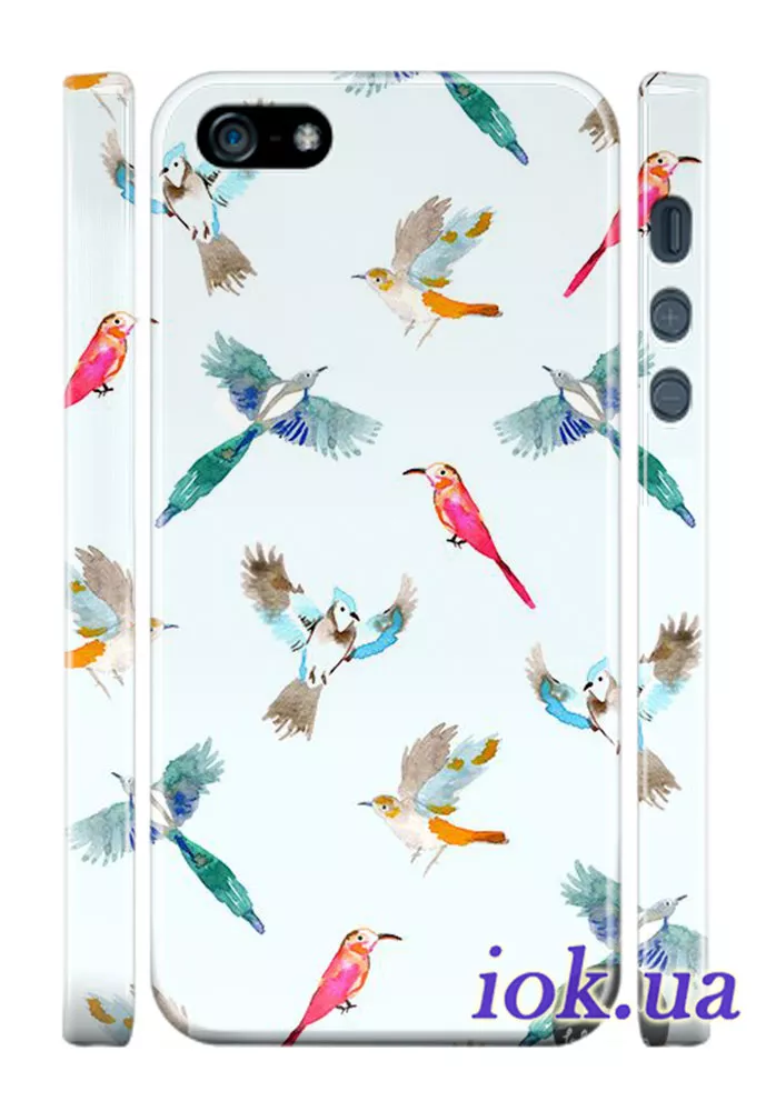 Чехол на iPhone 5/5S - Рисованные птички
