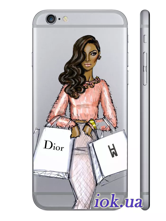 Прозрачный чехол для iPhone 6/6S - Девушка и покупки
