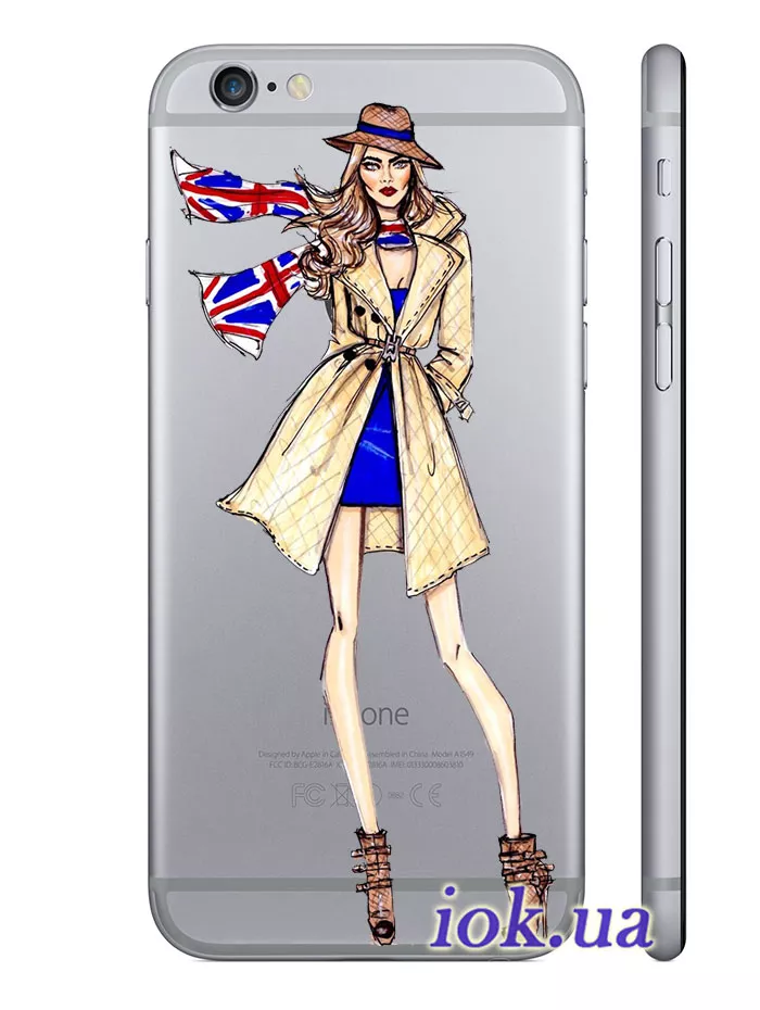 Прозрачный чехол для iPhone 6/6S - Девушка в пальто