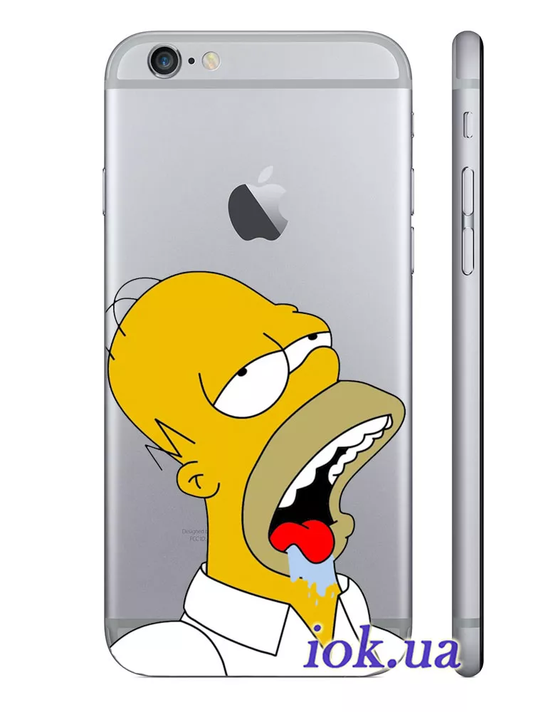 Прозрачный чехол для iPhone 6/6S - Спящий Гомер Симпсон