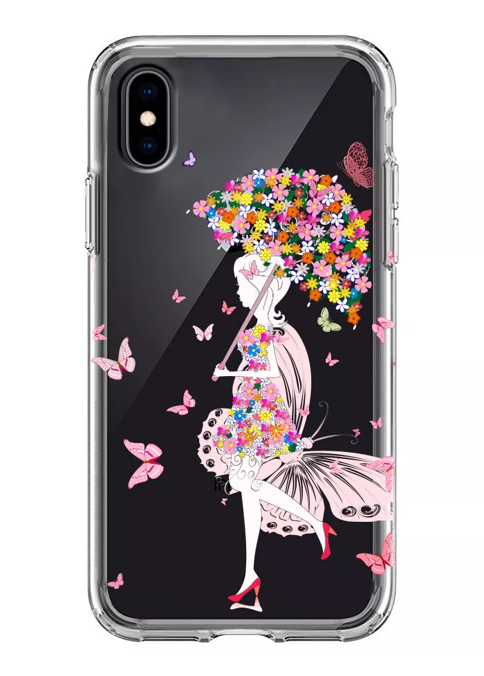 Чехол для iPhone XS - Девочка с бабочками