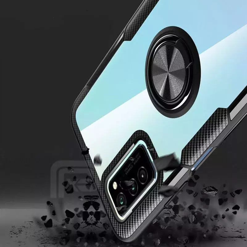 TPU+PC чехол Deen CrystalRing for Magnet (opp) для Samsung Galaxy Note 20, Бесцветный / Черный