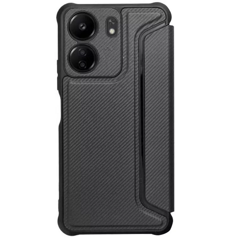 Кожаный чехол книжка GETMAN Razor (PU) для Xiaomi Poco C65 || Xiaomi Redmi 13C, Black
