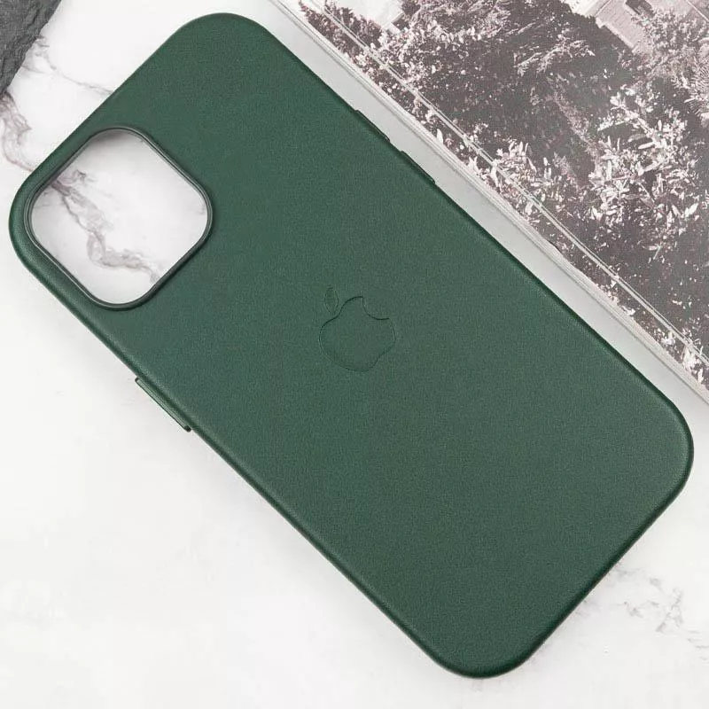 Кожаный чехол Leather Case (AAA) with MagSafe and Animation для Apple iPhone 15 (6.1")