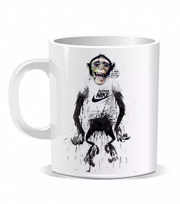 Кружка с картинкой обезьяны и логотипа Найк