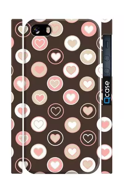 Чехол для iPhone 5, 5s в горошек с cердечками - Goroh heart| Qcase