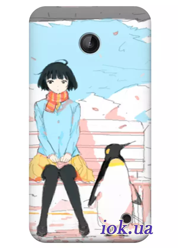 Чехол для Nokia Lumia 635 - Девочка и пингвин 