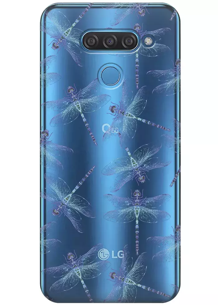 Чехол для LG Q60 - Голубые стрекозы