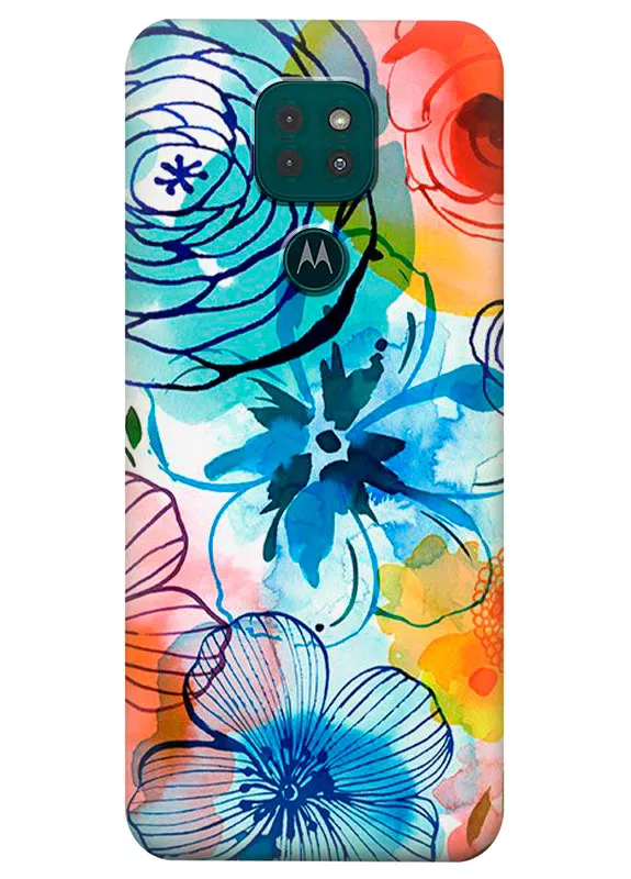 Motorola G9 Play силиконовый чехол с картинкой - Арт цветы