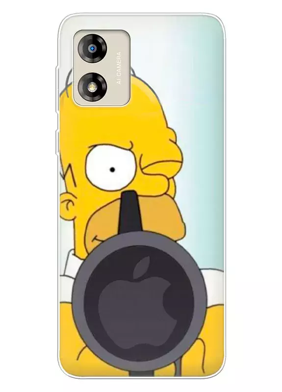 Бампер для Motorola E13 - The Simpsons Симпсоны Гомер Симпсон целится из Apple-пистолета