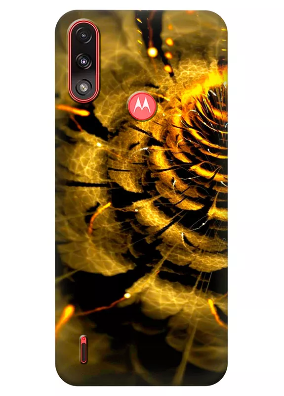 Motorola E7 Power силиконовый чехол с картинкой - Золотой цветок