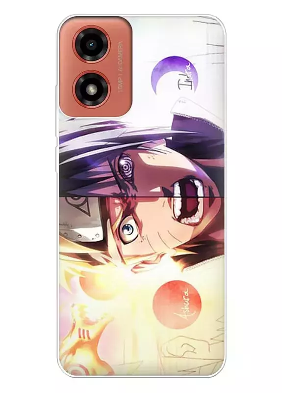 Бампер "Наруто и Саске" для Motorola G04 из силикона