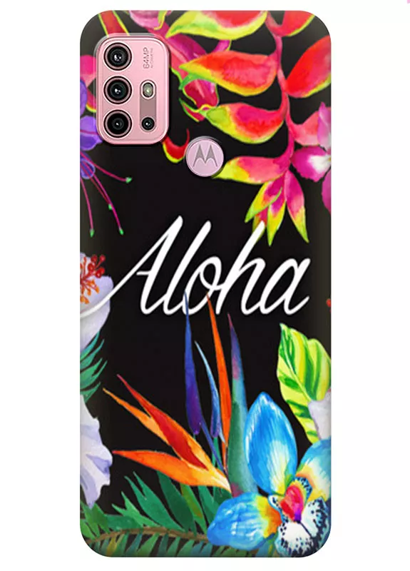 Чехол для Motorola G30 с картинкой - Aloha Flowers