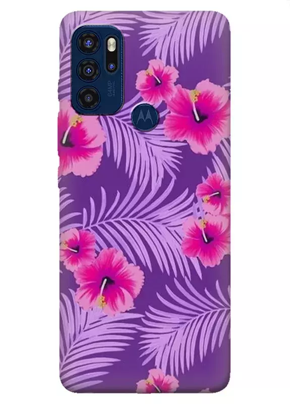Motorola G60s силиконовый чехол с картинкой - Тропические цветочки