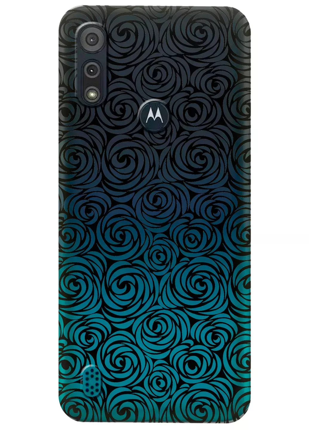 Прозрачный чехол для Motorola Moto E6s - Черные узоры
