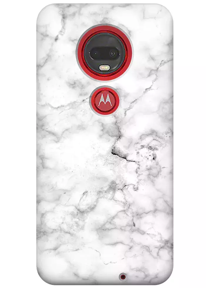 Чехол для Motorola Moto G7 - Белый мрамор