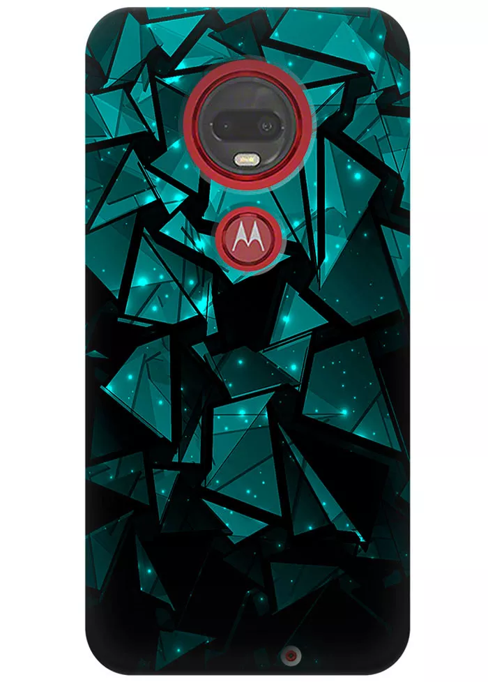 Чехол для Motorola Moto G7 - Зеленая геометрия