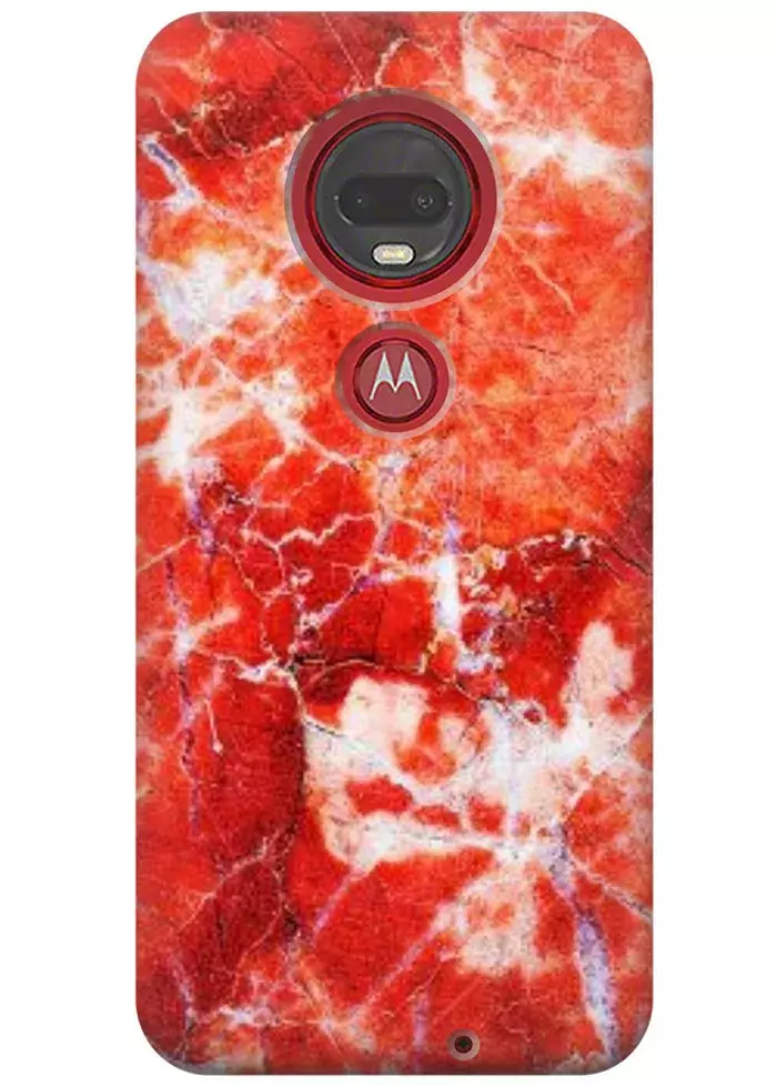 Чехол для Motorola Moto G7 - Красный мрамор