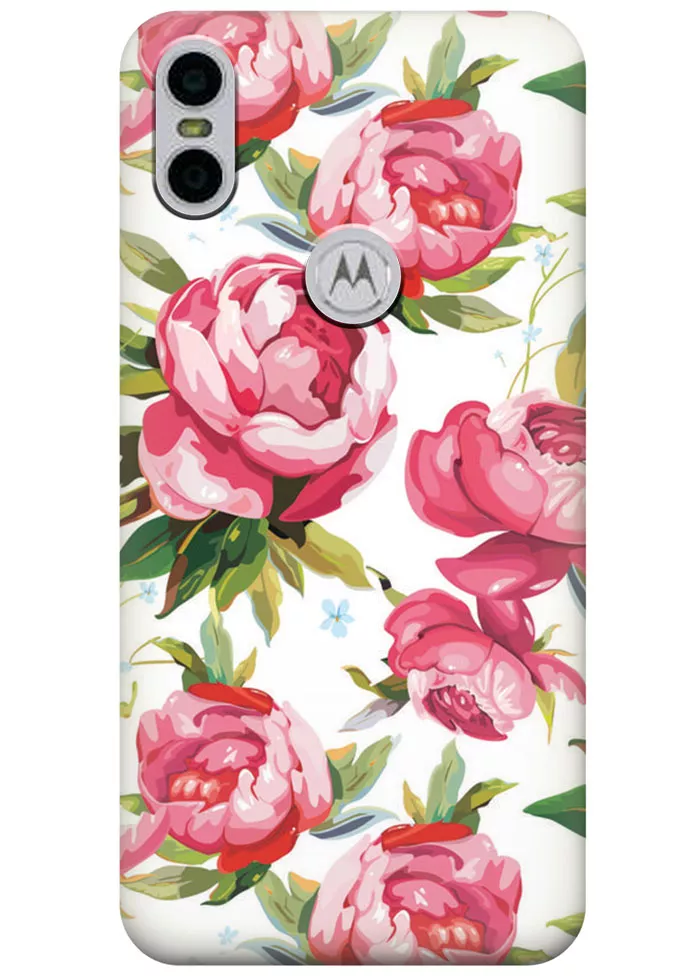 Чехол для Motorola One - Розовые пионы