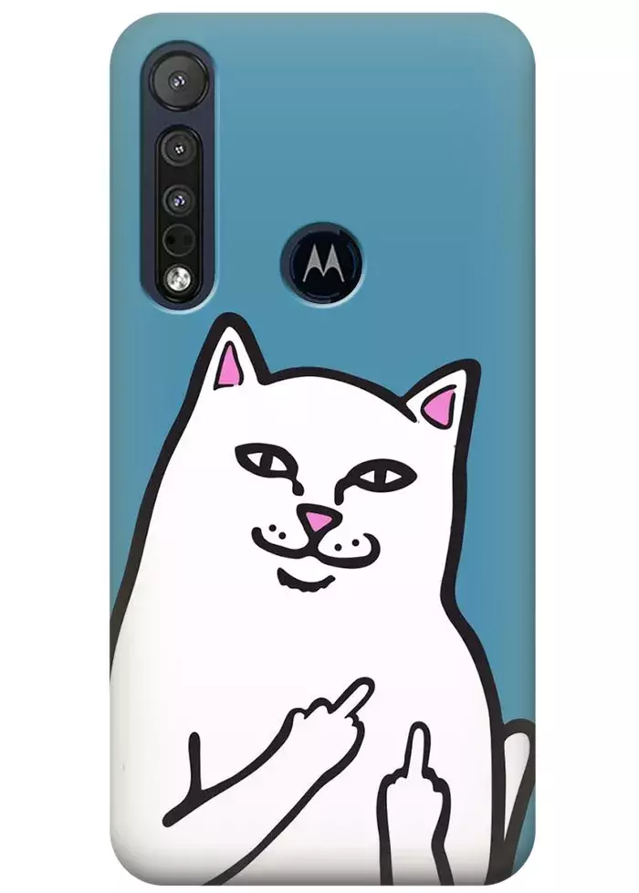 Чехол для Motorola One Macro - Кот с факами