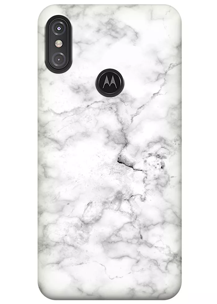 Чехол для Motorola One Power - Белый мрамор