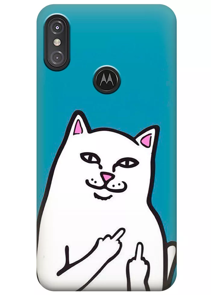 Чехол для Motorola One Power - Кот с факами
