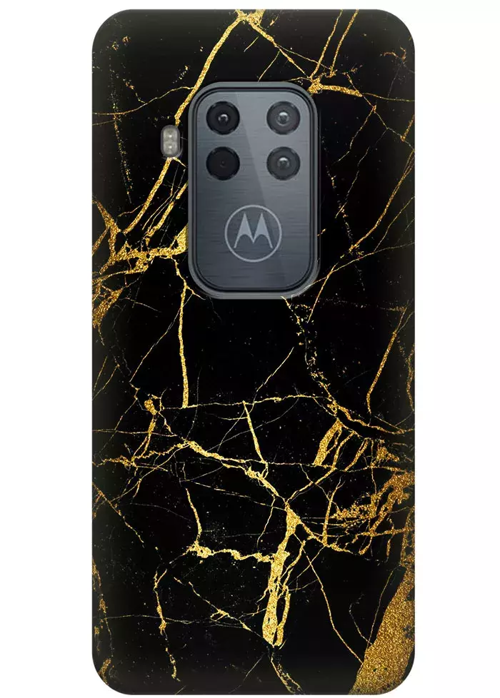Чехол для Motorola One Zoom - Золотой мрамор