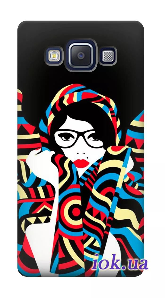 Чехол для Galaxy E7 - Девушка в очках 
