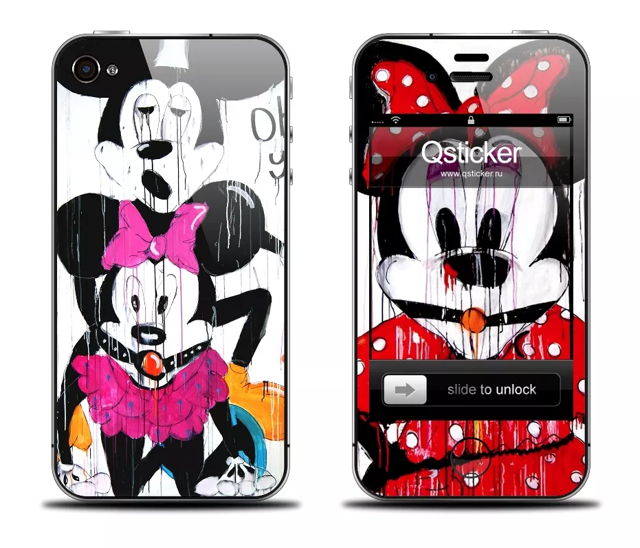 Классная наклейка Mickey & Minnie Mouse для iPhone 4\4s
