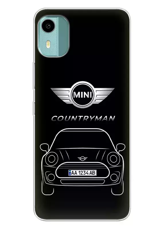 Бампер для Nokia C12 - Mini Мини логотип и автомобиль машина Countryman вектор-арт с номерным знаком