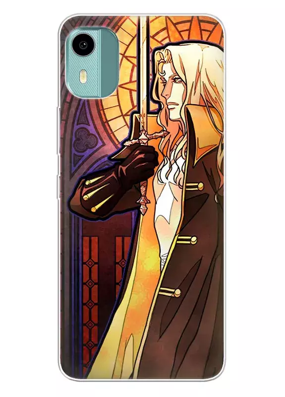 Чехол для Nokia C12 - Кастлвания Castlevania витраж Алукард с мечем