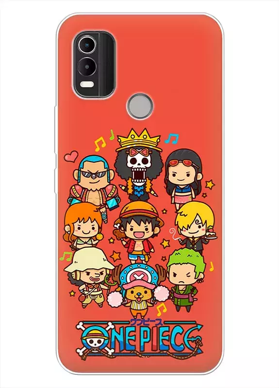 Nokia C21 Plus чехол - Ван-Пис One Piece название и главные герои в виде детей