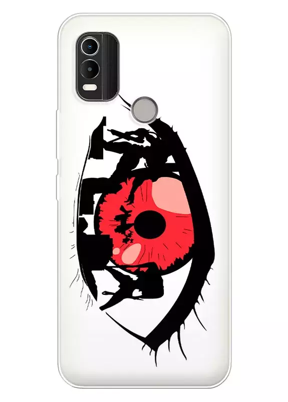 Чехол для Nokia C21 Plus - Евангелион Evangelion красный глаз крупным планом 