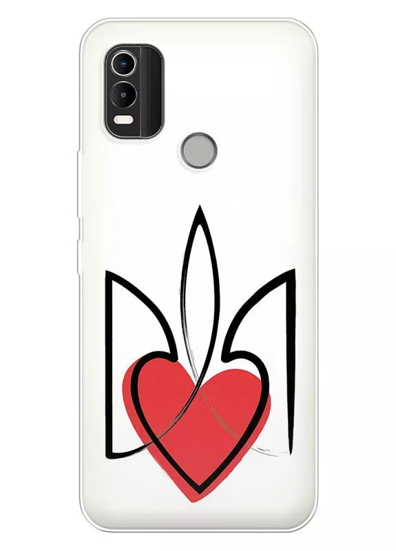 Чехол на Nokia C21 Plus с сердцем и гербом Украины