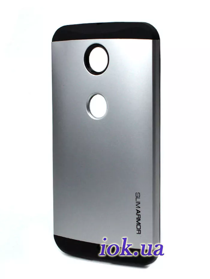 Противоударный чехол Spigen Armored для Motorola Nexus 6, серебряный