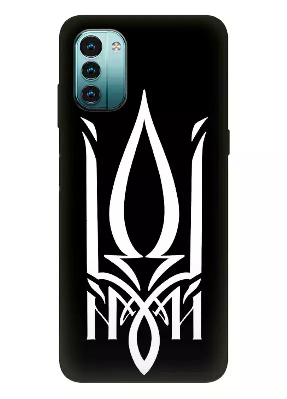 Чехол на Nokia G11 с гербом Украины из фразы ІДІ НА Х*Й