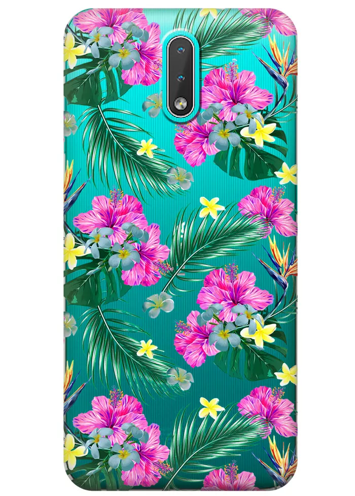 Прозрачный чехол для Nokia 2.3 - Тропические цветы