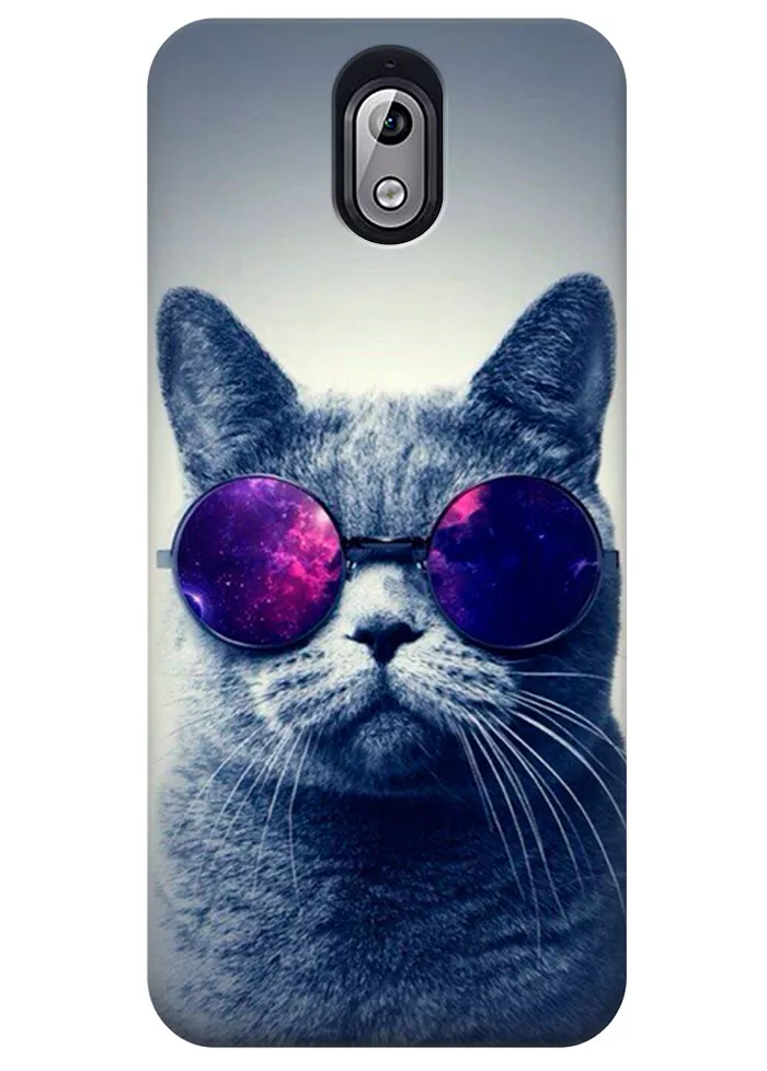 Чехол для Nokia 3.1 - Кот в очках